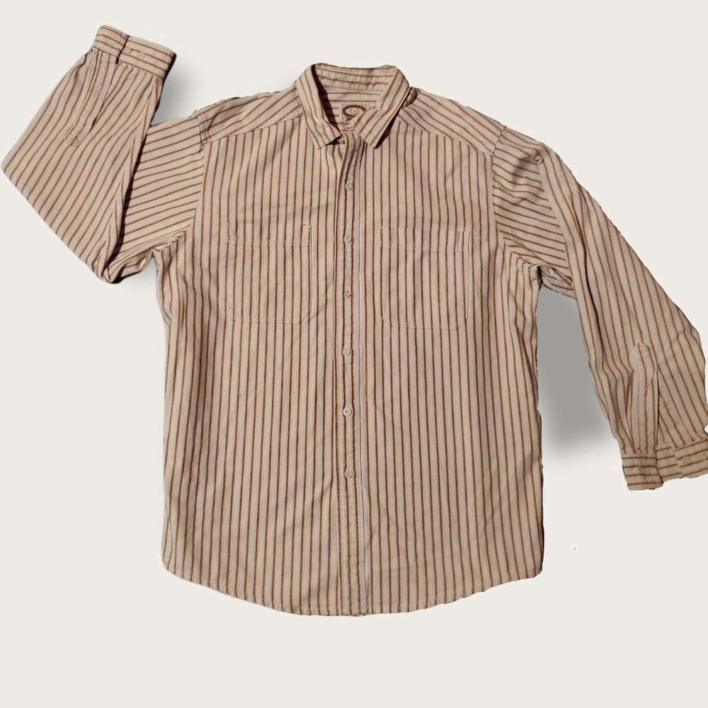 Vintage 1980s Banana Republic Long-sleeved Ticking Shirt